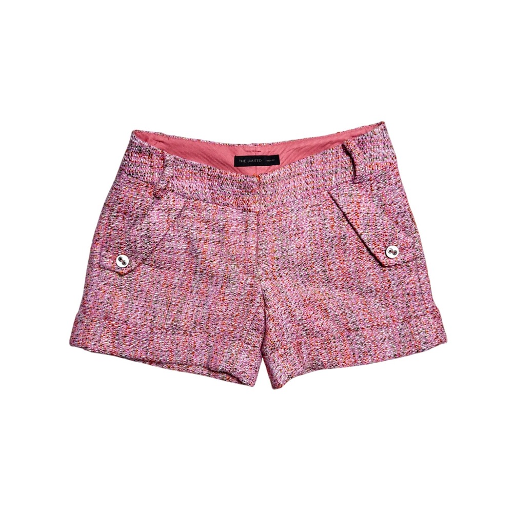 The Limited Drew Fit Pink Tweed Boucle Wool Blend Shorts